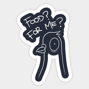 Pigeon - Food? For Me? - White Design by @aronimation Sticker